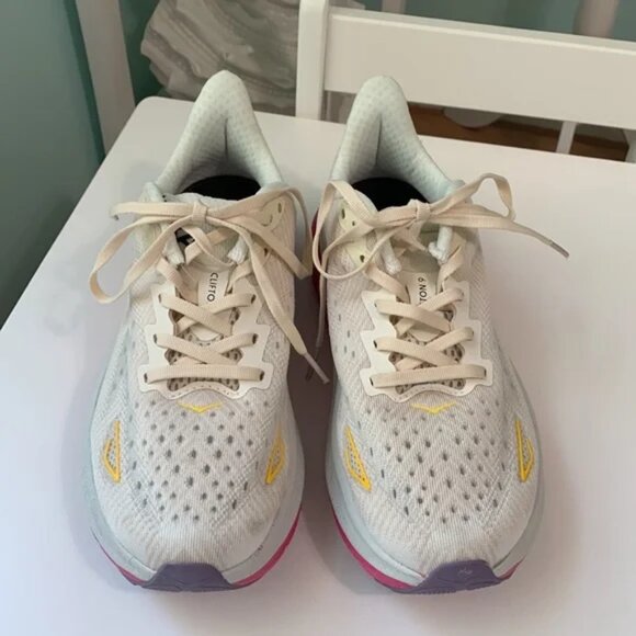 Hoka Women's Shoes - White, Pink, Yellow - Picture 4 of 6